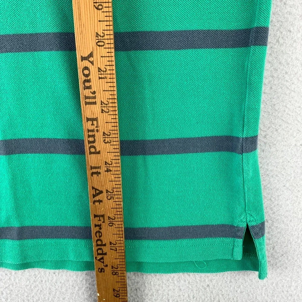 J. Crew Vintage Polo Shirt‎ Men Medium Green Striped Faded Short Sleeve Cotton